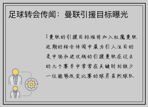 足球转会传闻：曼联引援目标曝光